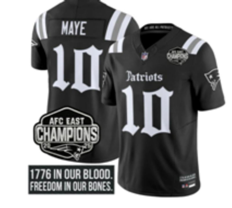 Men 2026 New England Patriots #10 Maye Black Super Bowl Nike Limited NFL Jersey style 03